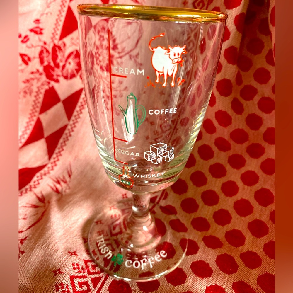 Adorable Set of 5 Vintage Irish Coffee Mugs Glasses Mid-Century